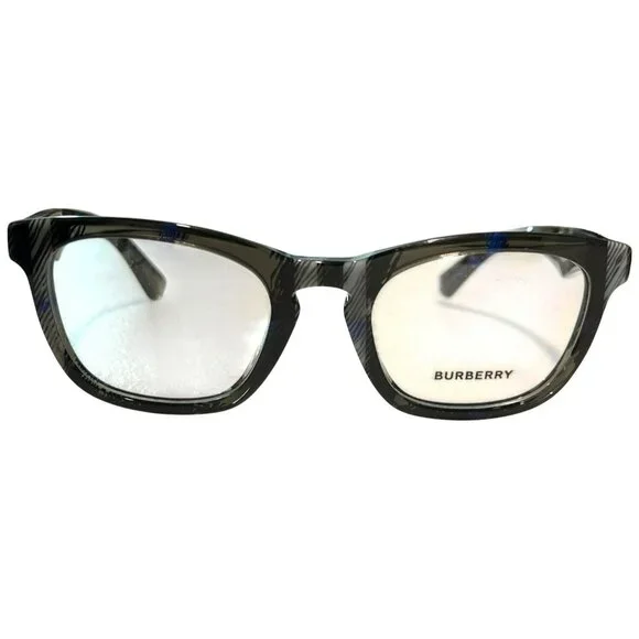 Burberry Eyeglasses B2291 3581 54mm Square Frame Gray & Blue Plaid Acetate New - Picture 4 of 10